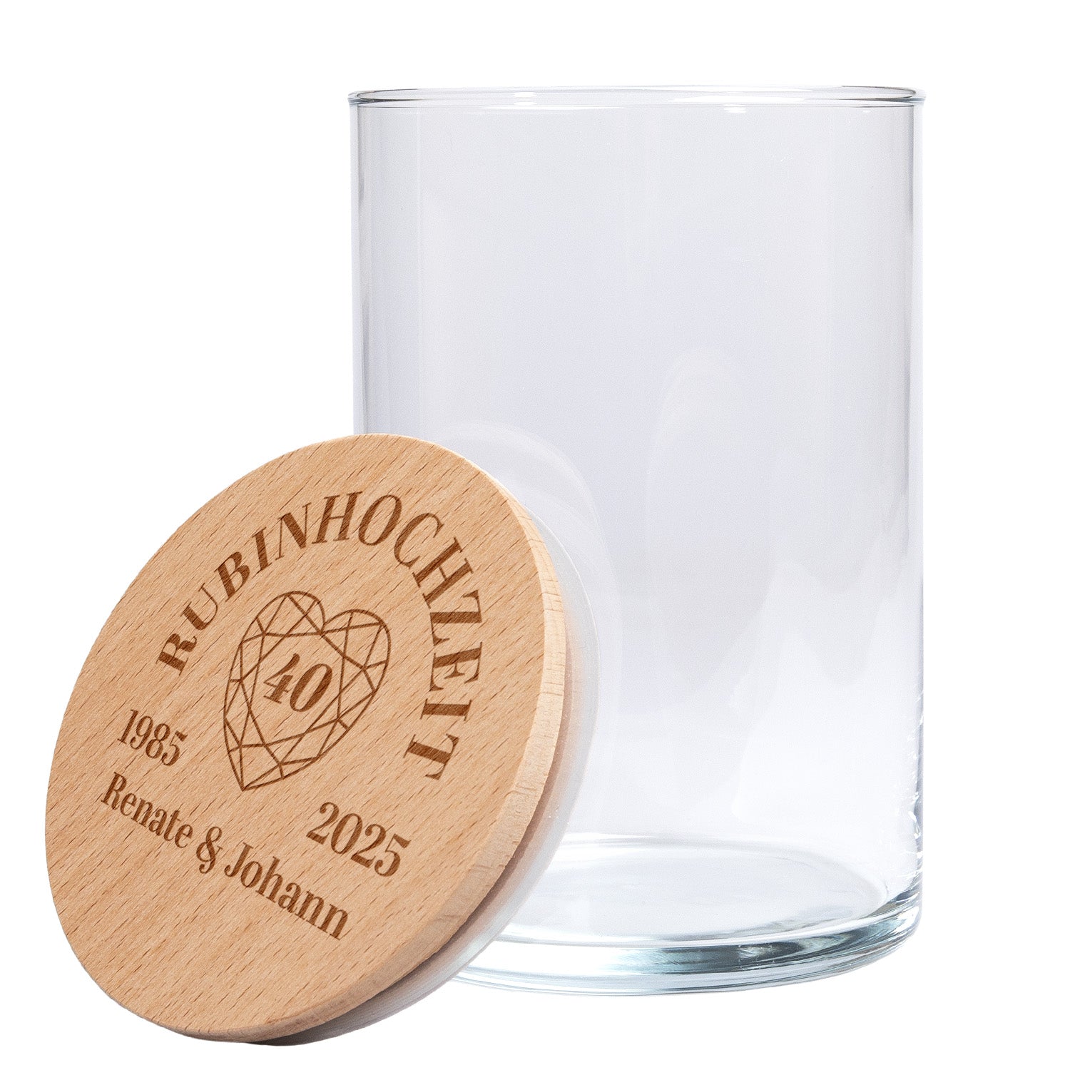 Persönliches Vorratsglas zur Rubinhochzeit
