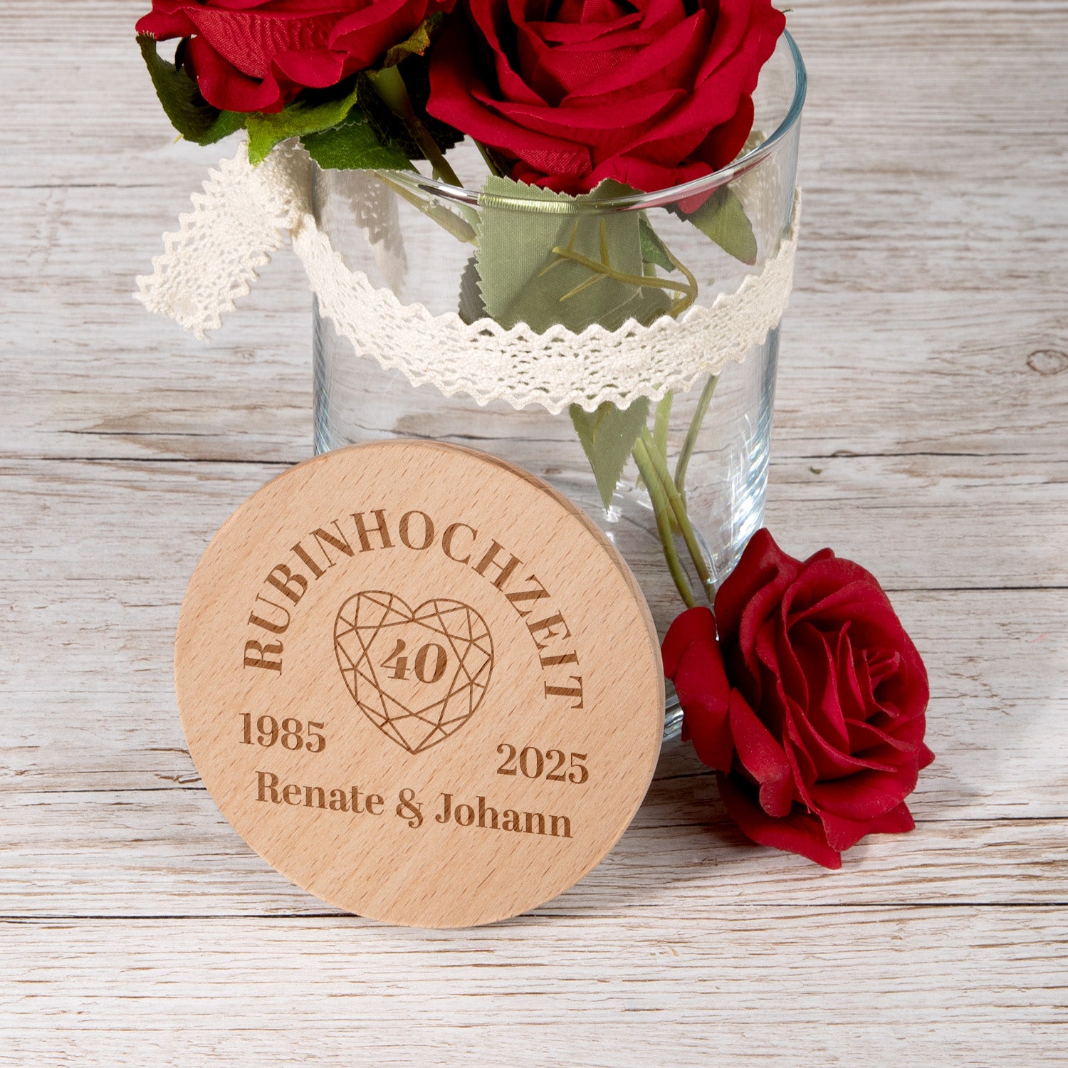 Persönliches Vorratsglas zur Rubinhochzeit- Hochzeitsgeschenk als Geldgeschenk- 