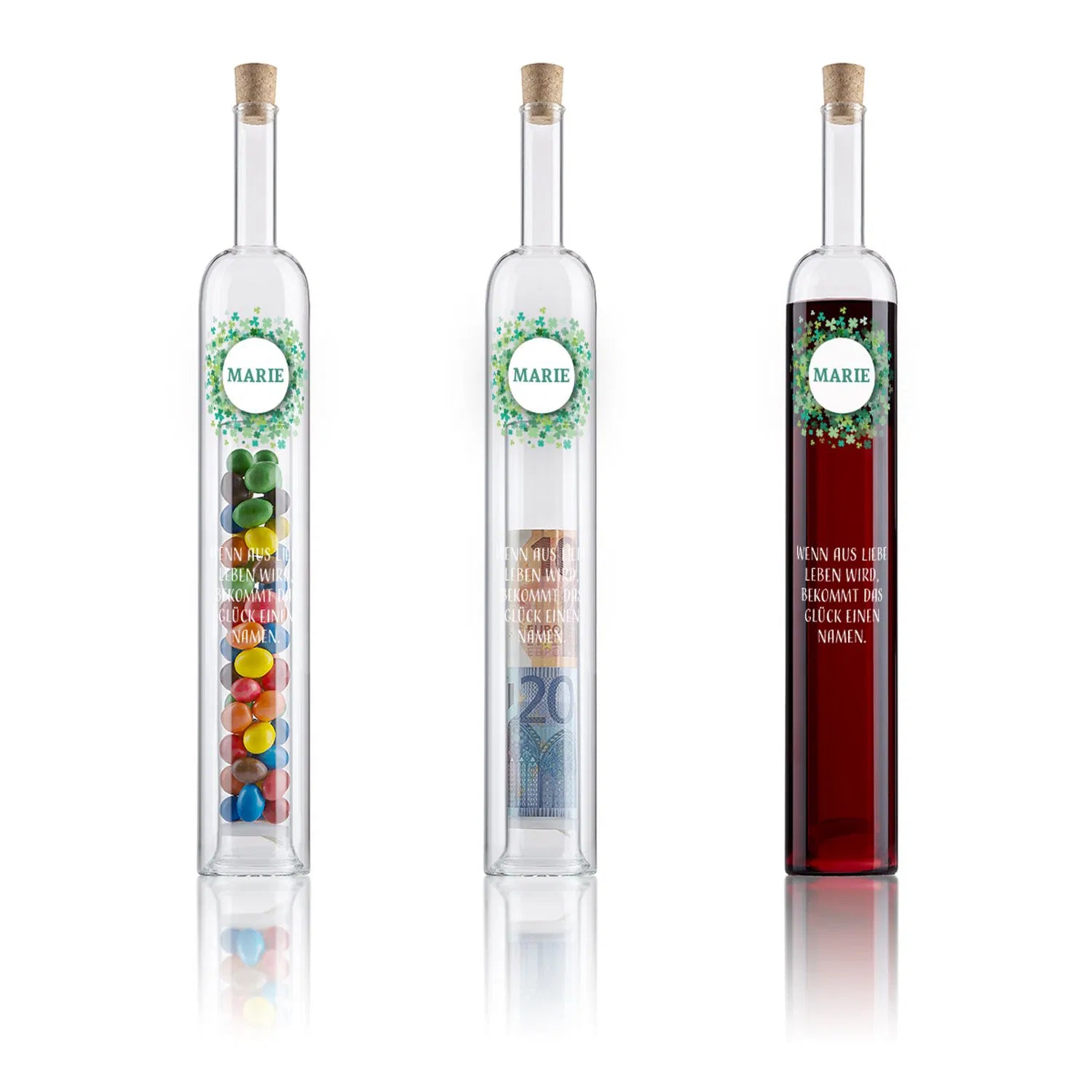 Geldgeschenkeflasche mit zweitem Hohlraum