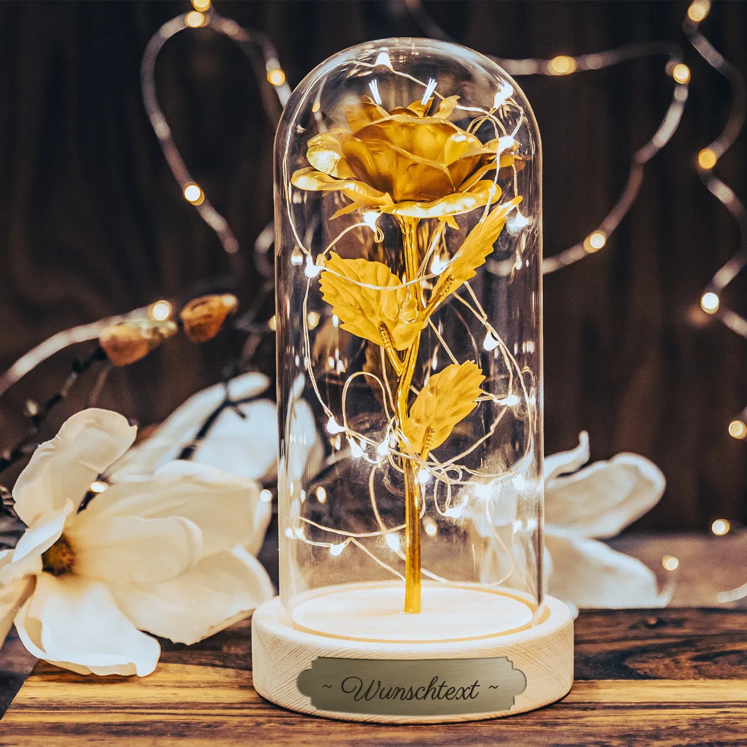 Ewige Rose im Glas Goldene Rose