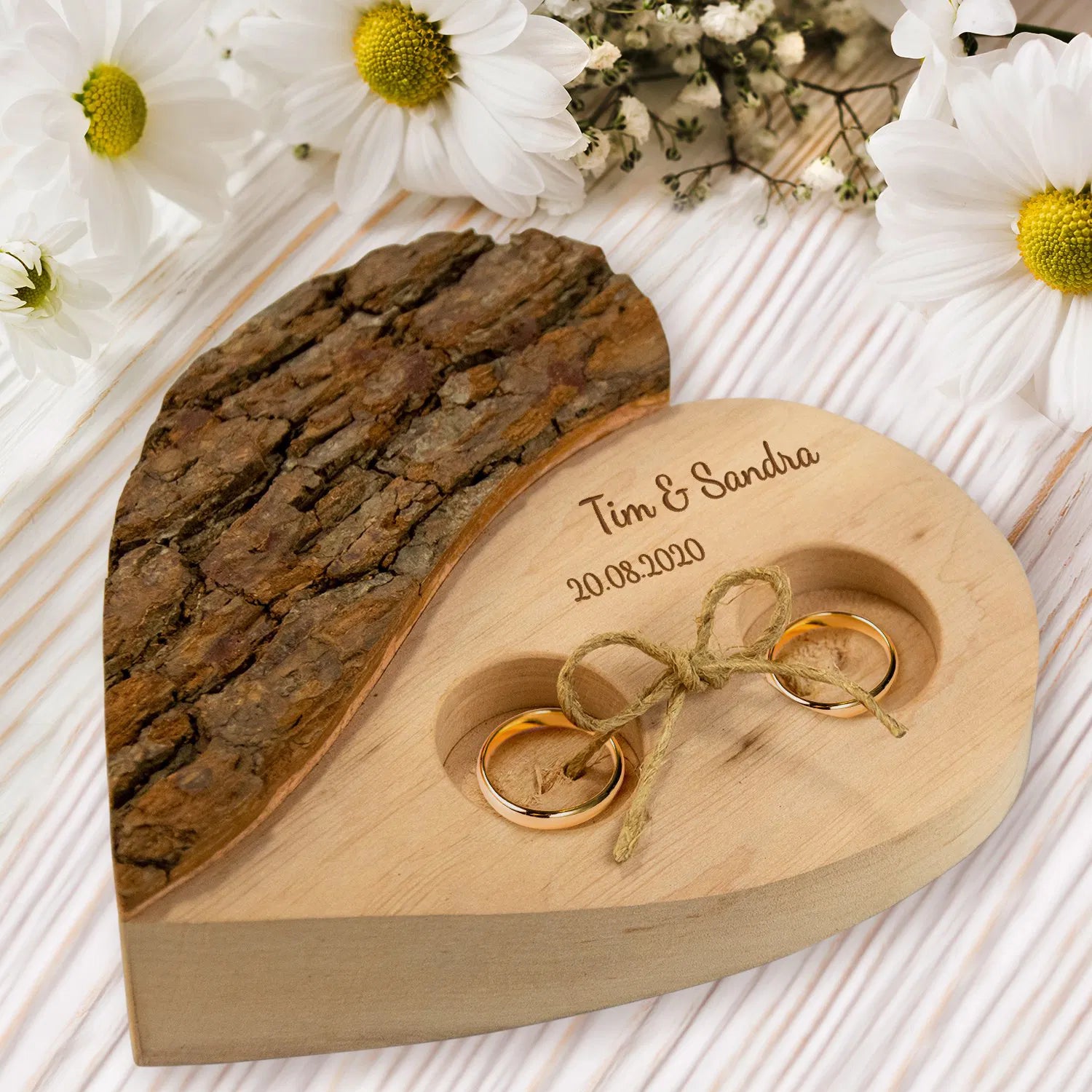 Holz Herz Ringkissen für Eheringe