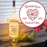 LED Flasche - Rubinhochzeit Roter Rand