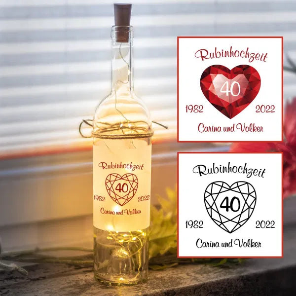 LED Flasche - Rubinhochzeit