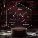 LED-Leuchte zur Taufe mit Personalisierung Schwarz Taube