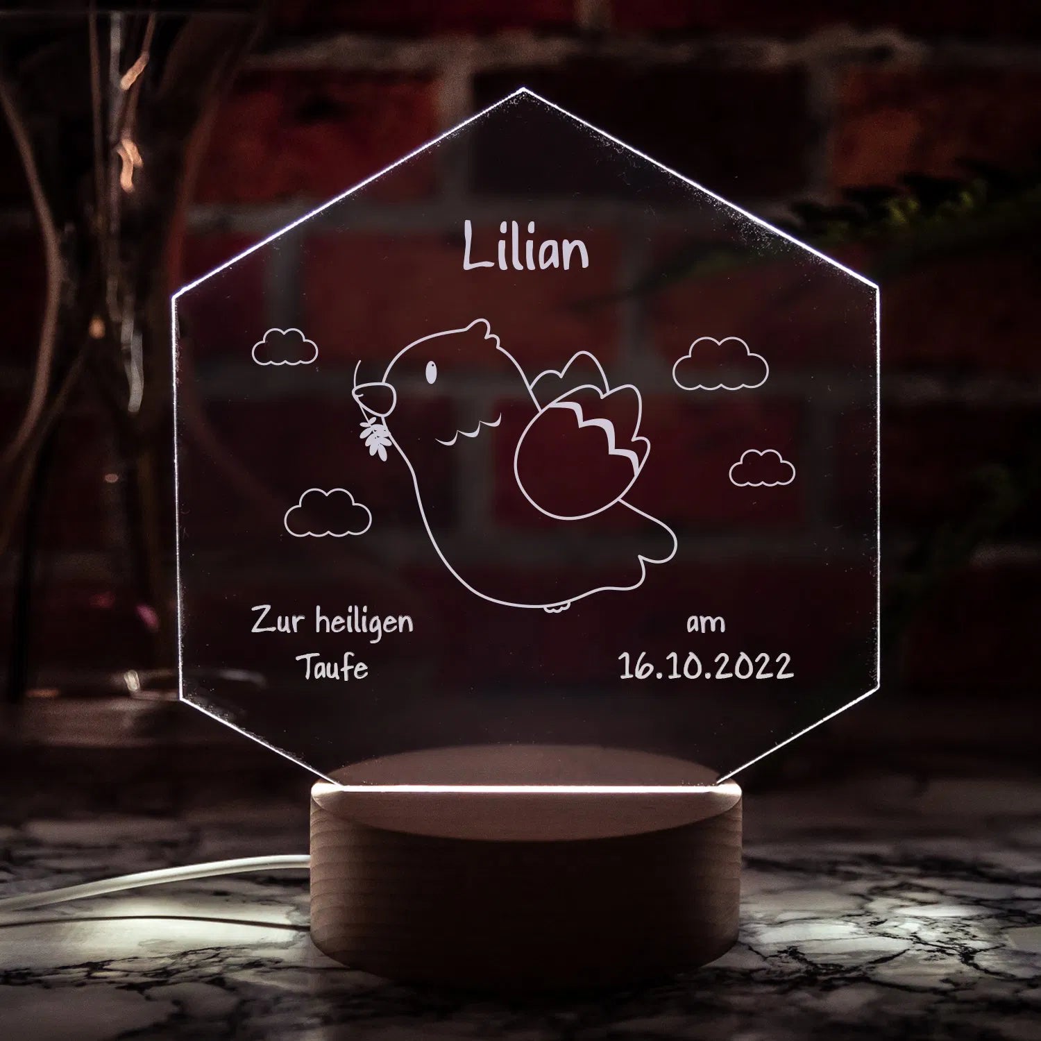 LED-Leuchte zur Taufe mit Personalisierung