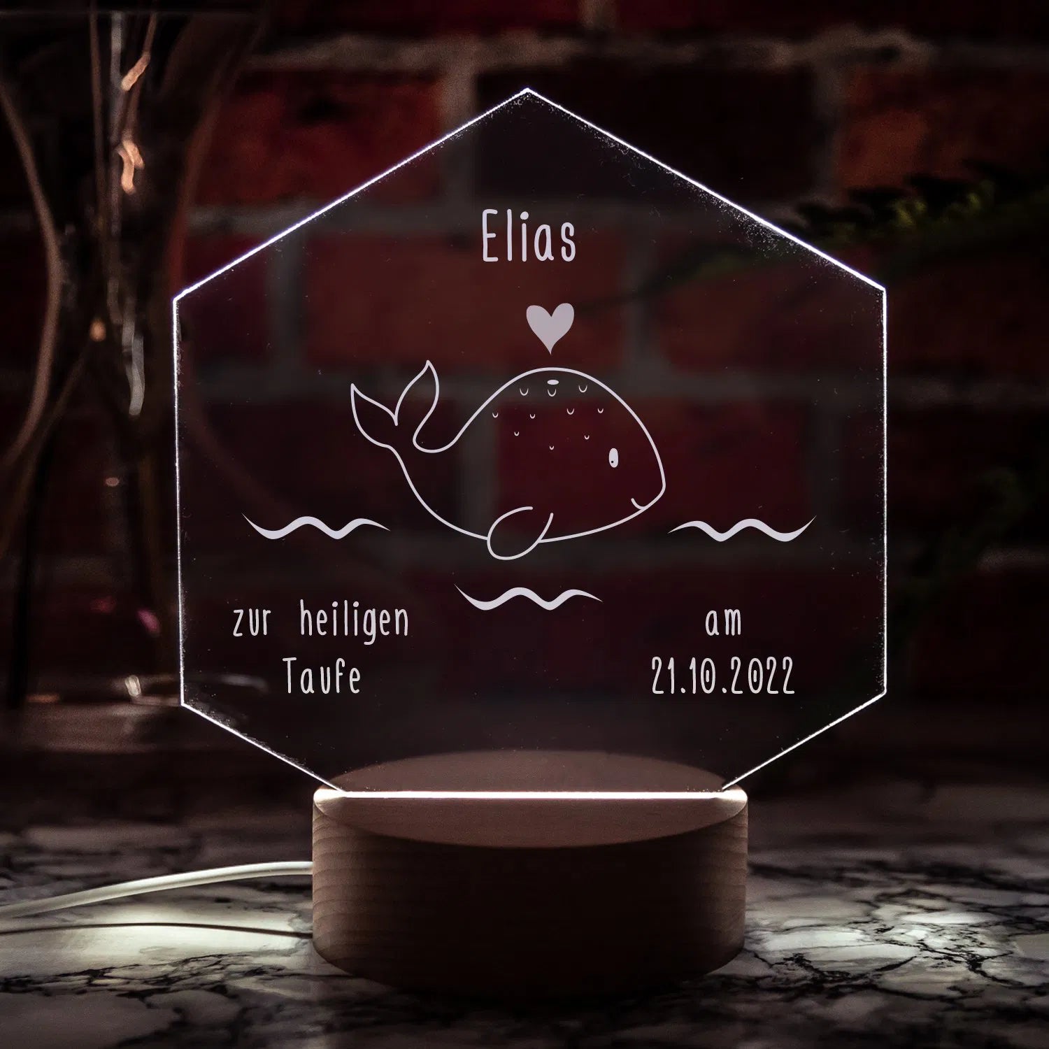 LED-Leuchte zur Taufe mit Personalisierung