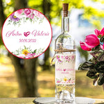 LED Flasche zur Hochzeit bunte Blumen oben umd unten