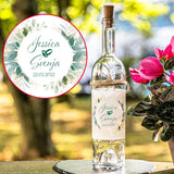 LED Flasche zur Hochzeit grüne Blumem im Kreis