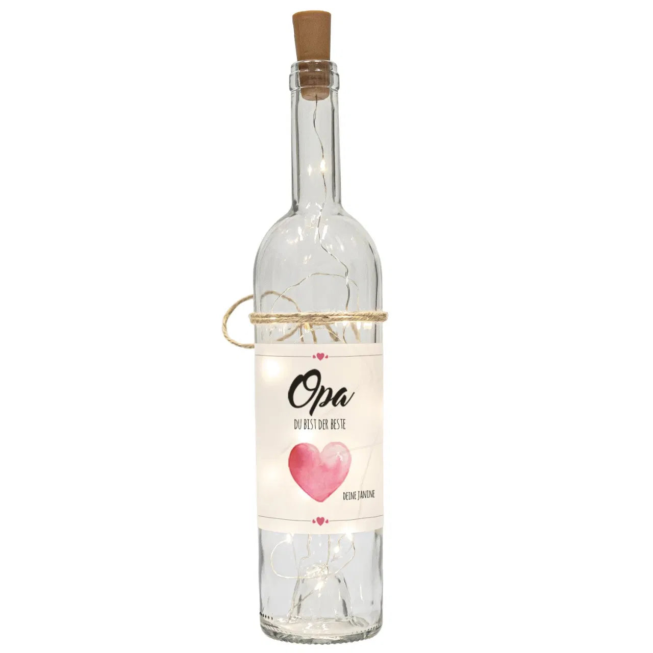 LED Flasche Herz mit Personalisierung