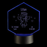 LED-Leuchte zur Taufe mit Personalisierung Schwarz Engel