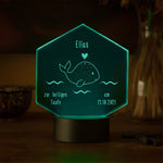 LED-Leuchte zur Taufe mit Personalisierung Schwarz Wal