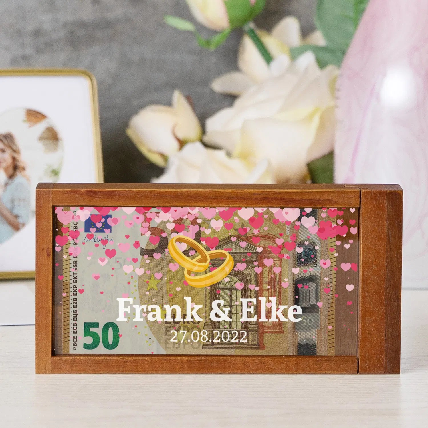 Magische Geldgeschenkebox - Hochzeit Herzregen