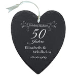 Schieferherz - Goldene Hochzeit mit Personalisierung