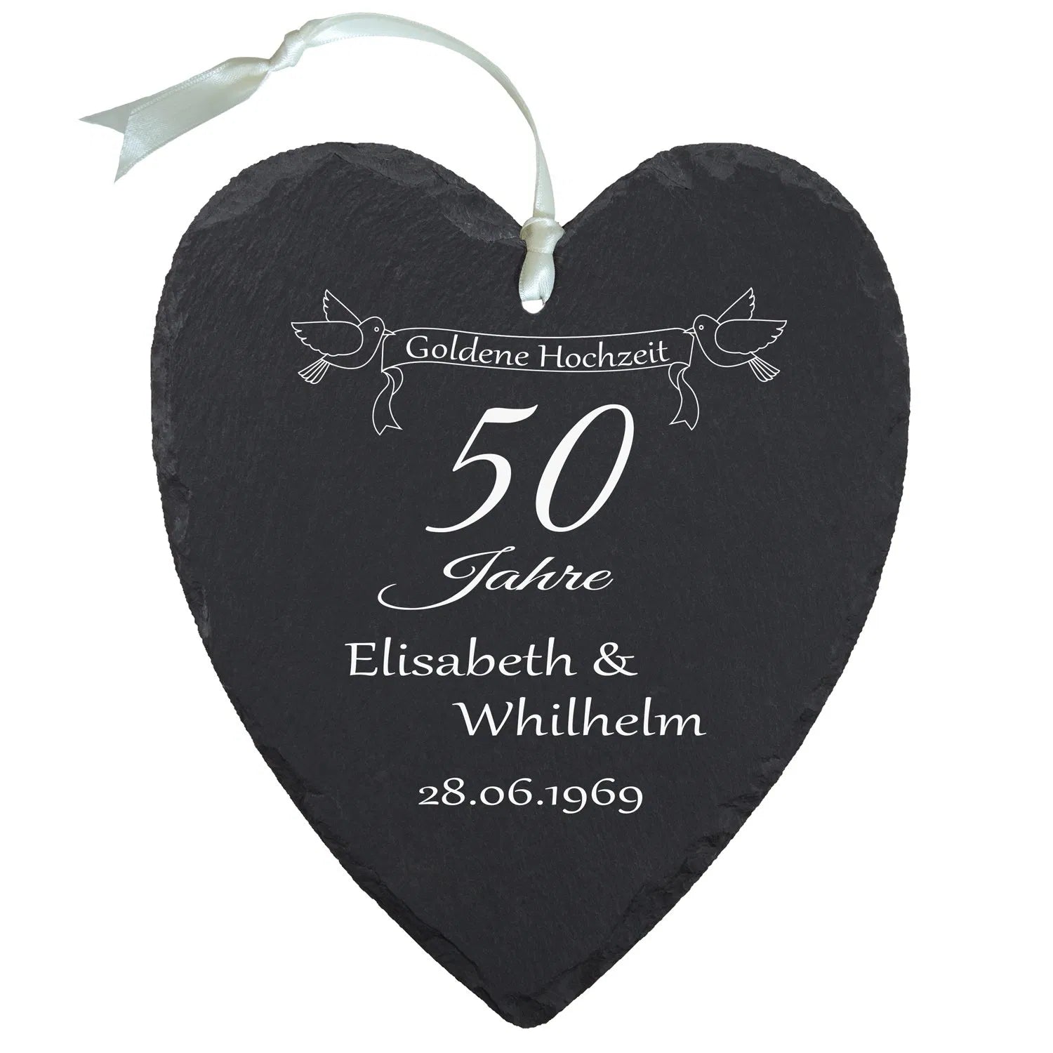 Schieferherz - Goldene Hochzeit mit Personalisierung