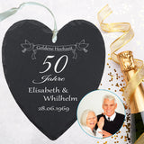 Schieferherz - Goldene Hochzeit mit Personalisierung