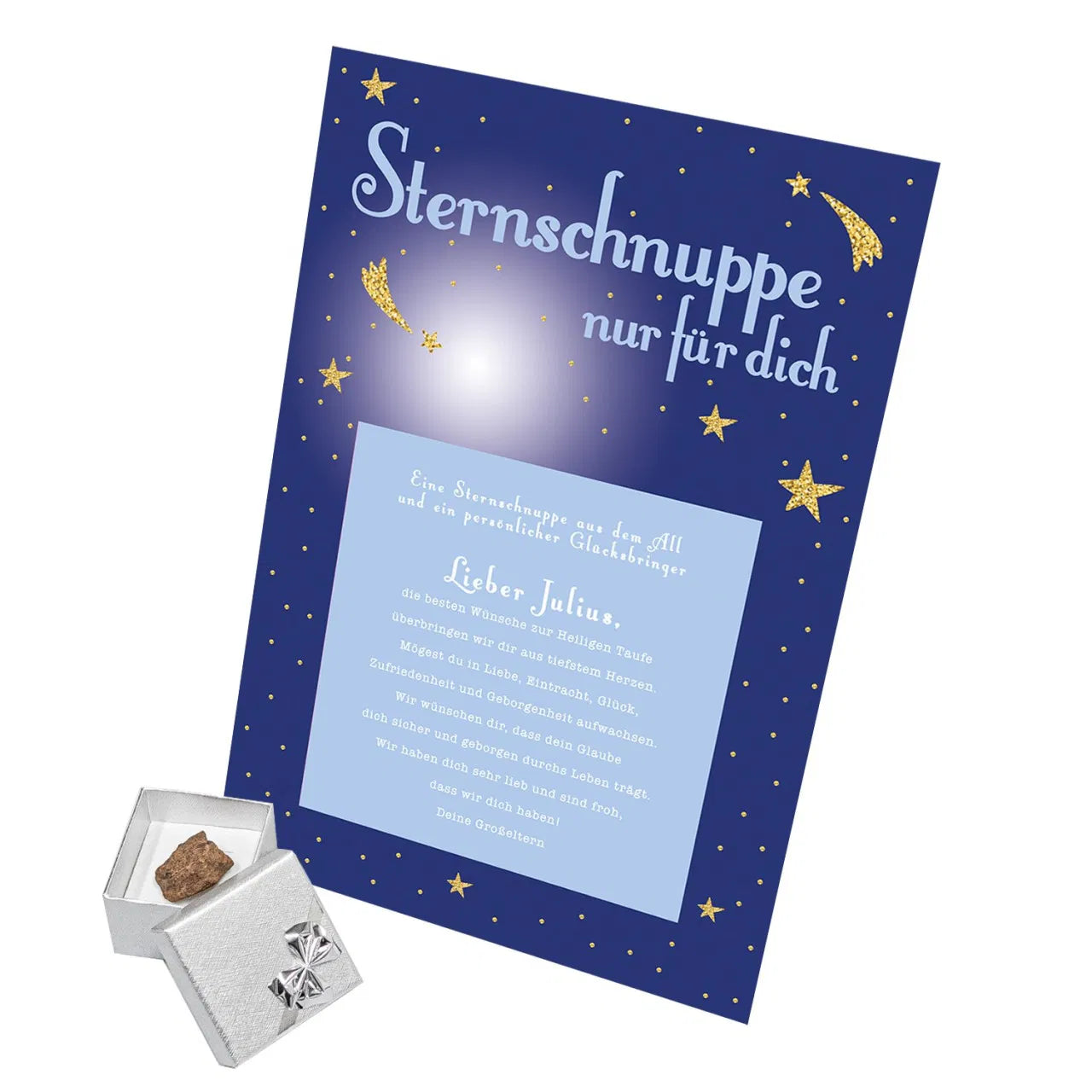 Sternschnuppe kaufen - Echte Meteoriten Zur Taufe hellblau