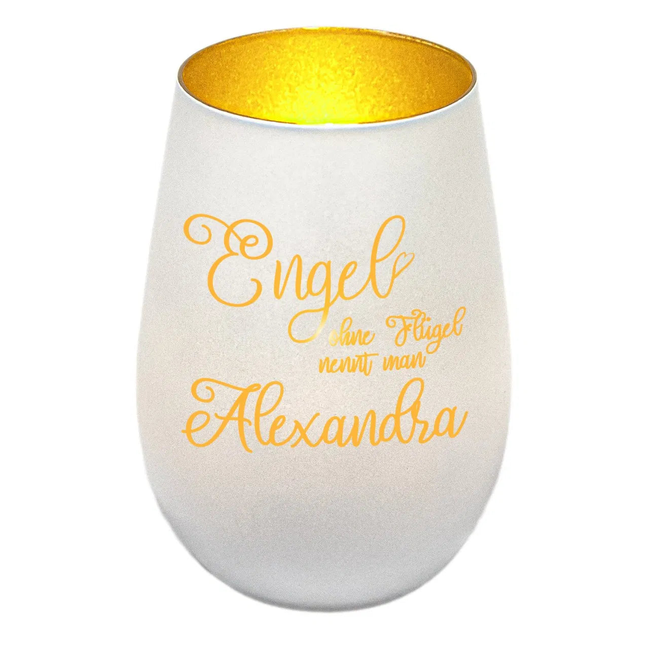 Windlicht - Engel Ohne Flügel Weiss matt gold