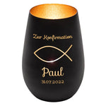 Windlicht - Konfirmation Schwarz matt gold