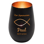 Windlicht - Kommunion Schwarz matt bronze