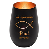 Windlicht - Kommunion Schwarz matt bronze