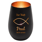 Windlicht - Taufe Schwarz matt bronze