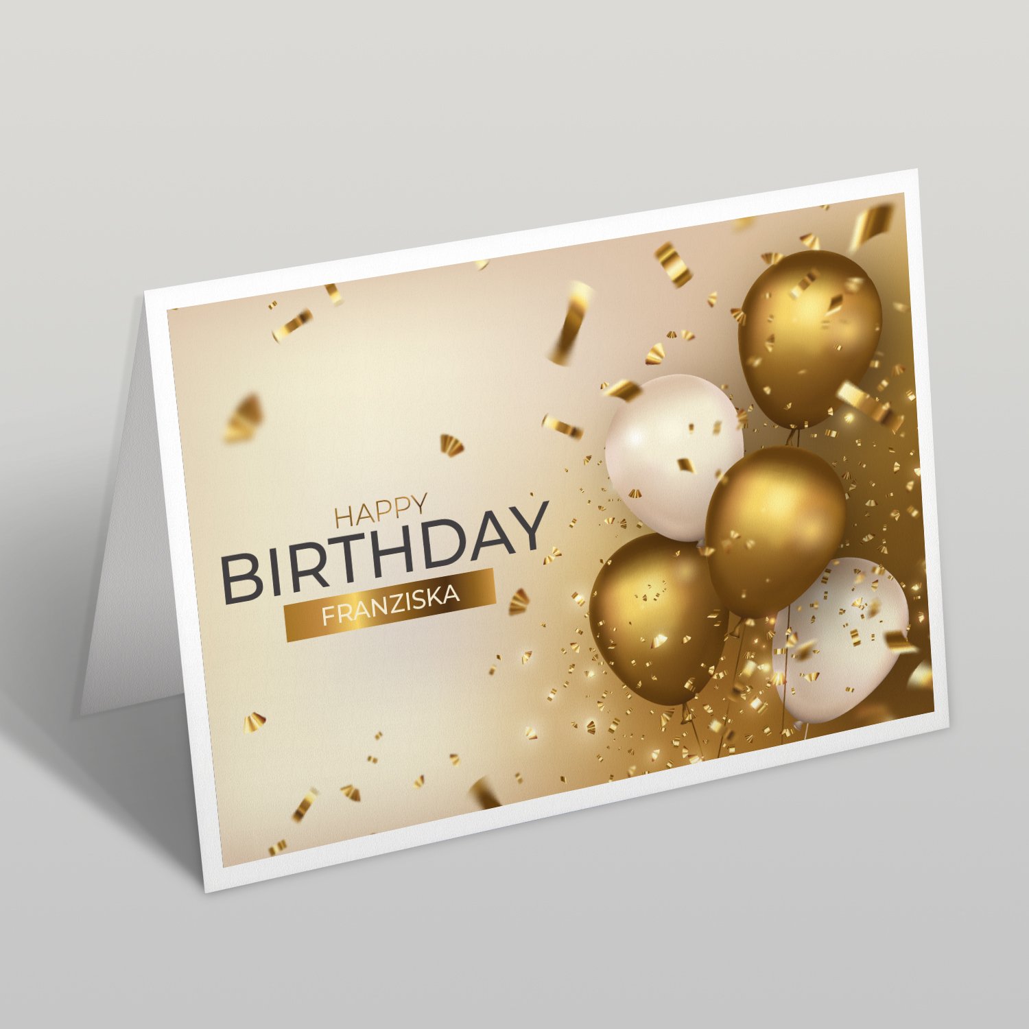 Grußkarte zum Geburtstag - Goldene Luftballons