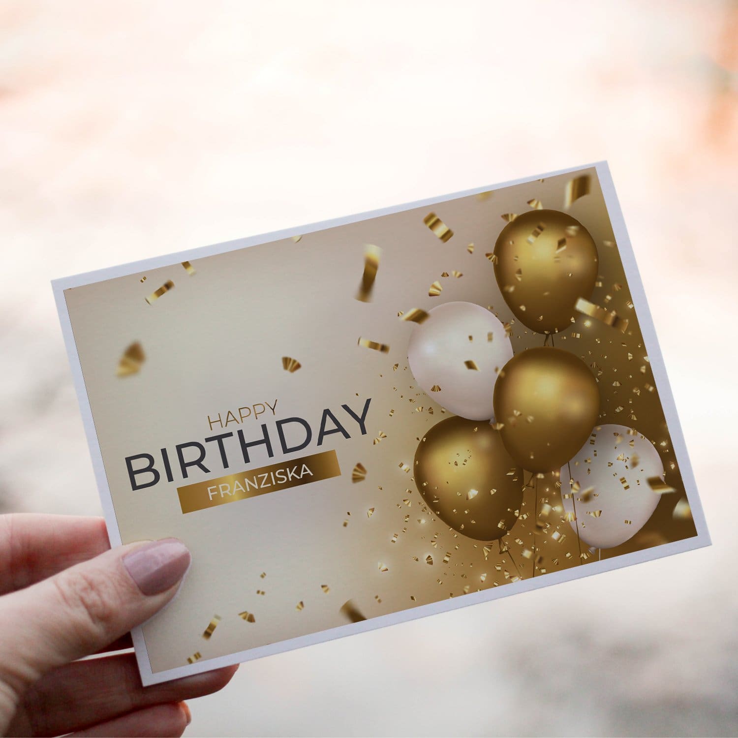 Grußkarte zum Geburtstag - Goldene Luftballons