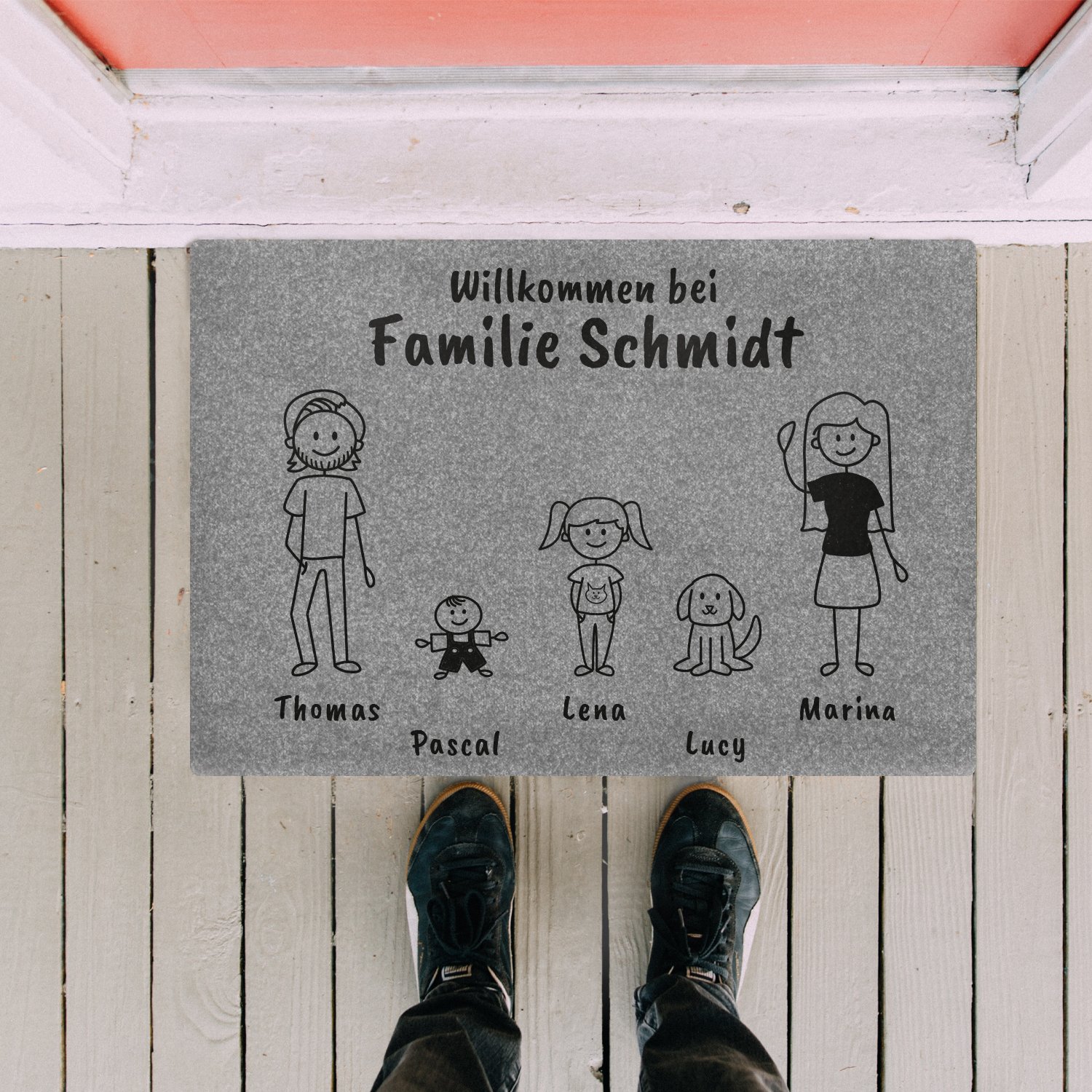 Fußmatte - Familie im Comic Stil