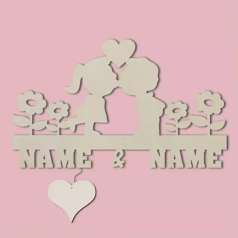 Holzlicht - Küssendes Paar mit Wunschnamen