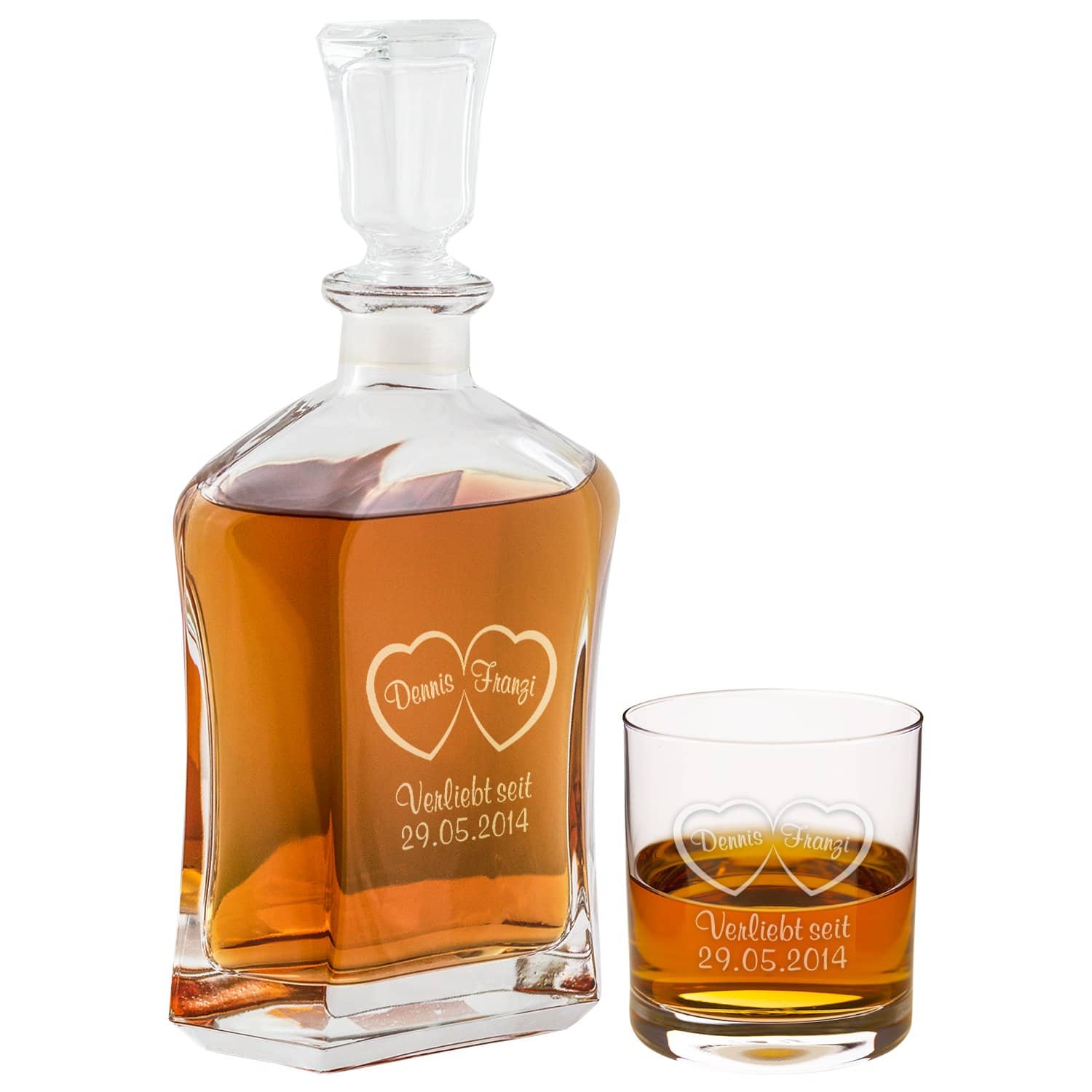 Whiskyglas - Herzen mit Wunschnamen