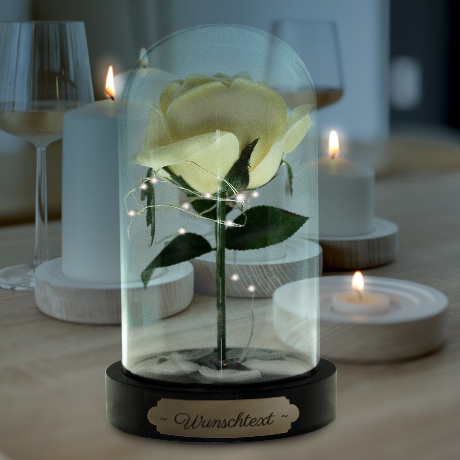 Ewige Rose im Glas mit  Personalisierung