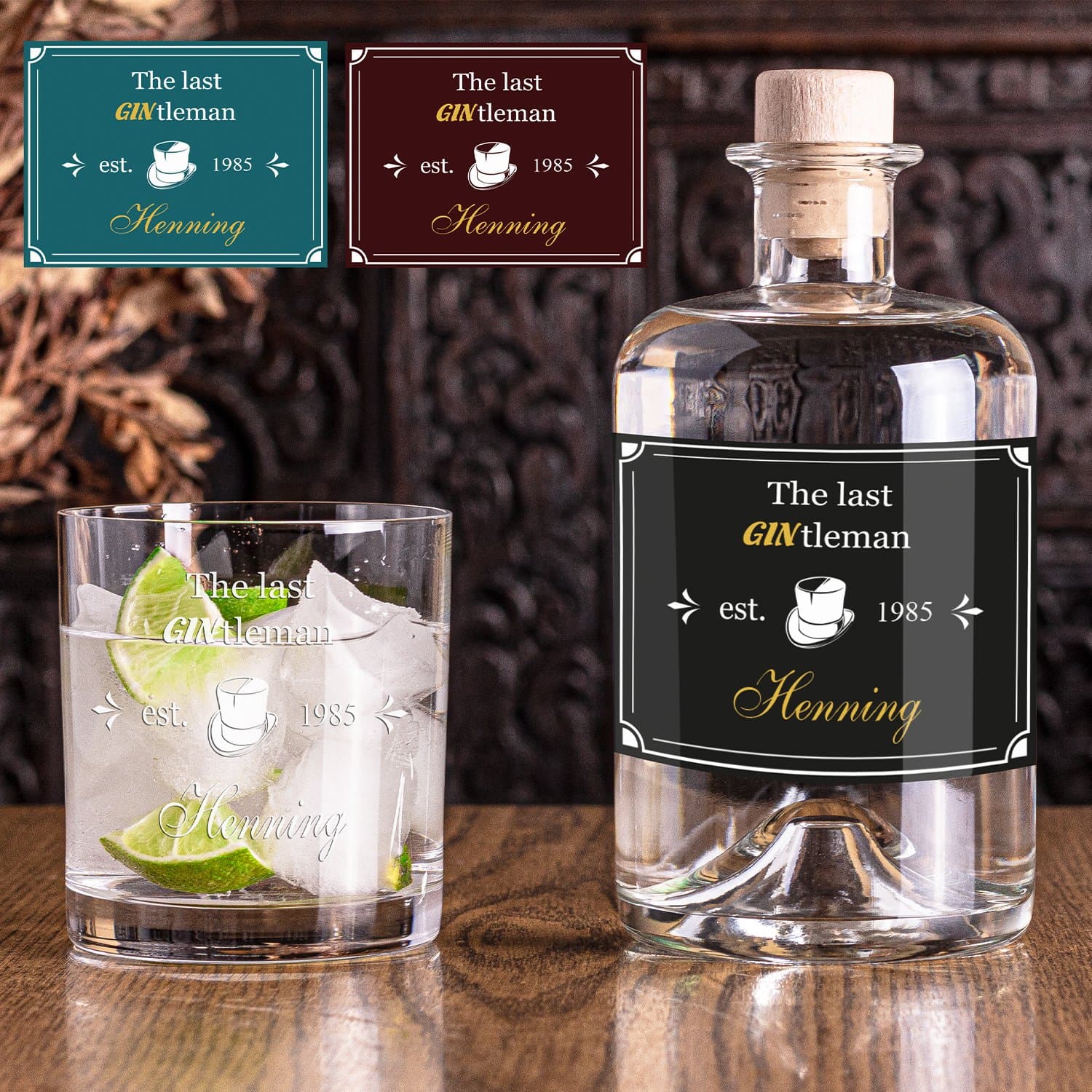 Gin Flasche - The last GINtleman mit Personalisierung